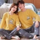 Đồ ngủ cặp đôi, bộ đồ ngủ dài tay cotton xuân thu nam nữ có thể mặc thu đông cộng với bộ đồ phục vụ tại nhà cotton size - Bộ Pajama