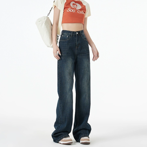 Ретро мегафон, джинсы, универсальные штаны для отдыха, в американском стиле, высокая талия, оверсайз