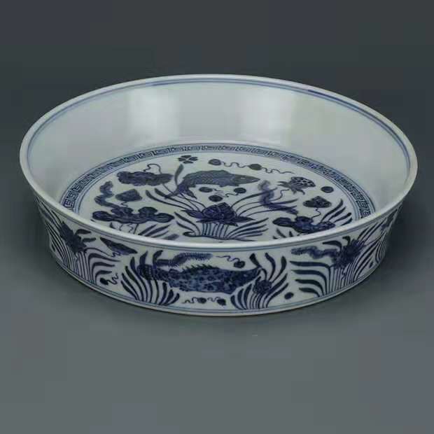 Grand Ming Xuande Qinghua Fish Grass Tattooed Pen Wash Antique Ancient Play collection Imitation Ancient Porcelain-Taobao