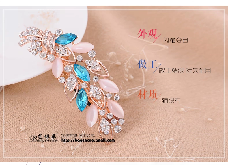 Baan cỏ tóc phụ kiện pha lê rhinestone kẹp tóc kẹp tóc đuôi ngựa clip opal mùa xuân clip bên chuck tóc thẻ thẻ chéo - Phụ kiện tóc