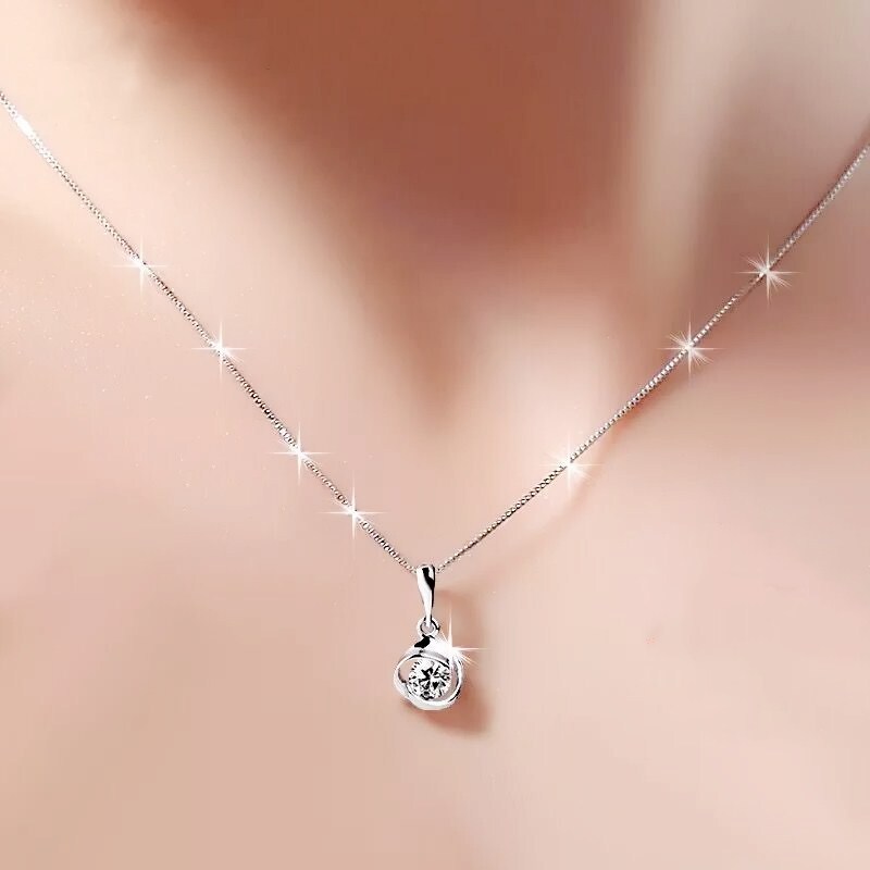 Authentic Pt950 Platinum Necklace for Women, 18K White Gold Necklace with Versatile Diamond Pendant, Gift for Girlfriend's Birthday