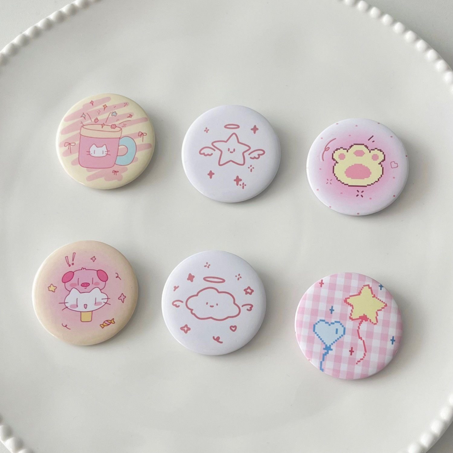 Original New Mini Vintage Cake Cute Cartoon Journal Decoration 45mm Badge Pin Girly Style