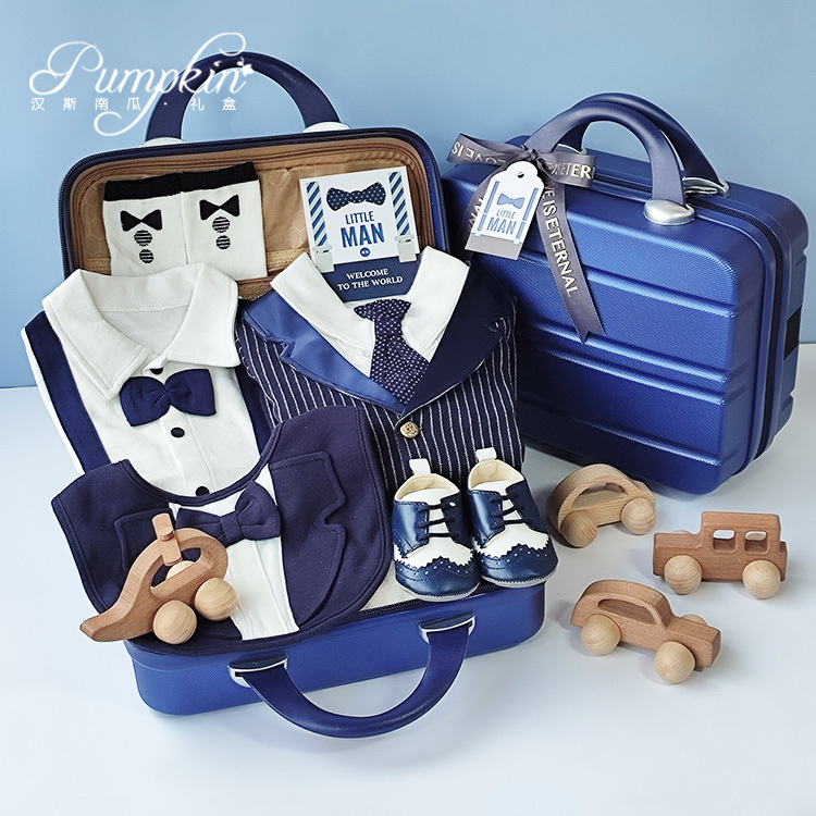 Baby Gift Box, Royal Blue Little Gentleman Suit, Autumn and Winter Set, Full Moon, Hundred Days, Birthday Party, Gift for Baby Boy