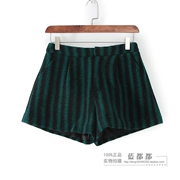 Hàng loạt màu tím quầy mùa đông đích thực phụ nữ than chì sọc xanh hoang dã thoải mái nhà quần short giản dị 29130