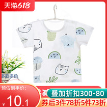 Baby Summer bamboo fiber T-shirt short sleeve blouse boy girl baby sleepwear thin section 3 half sleeve 0 years 1 air conditioning suit