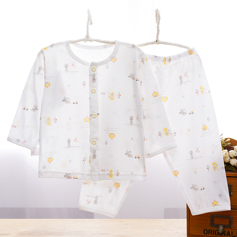 Ít Frank bé Summer tre sợi Underwear Set Boys and Girls Thin đáy Air Conditioner Pajama Set.