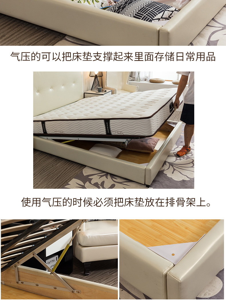 Bắc Âu Mỹ Hồng Kông-phong cách màn ngủ màu đỏ in ánh sáng giường sang trọng master bedroom đen giường da giường đôi hiện đại nhỏ gọn đơn giản châu Âu - Giường giường ngủ công chúa