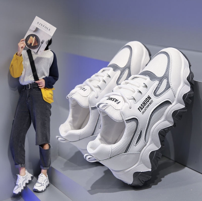 304老爹鞋女ins潮春季2021新款爆款网红超火波浪厚底松糕运动鞋