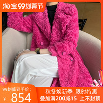 Sheep-cut fur coat women 2020 winter New European and American fur one long slim knee Lamb hair coat