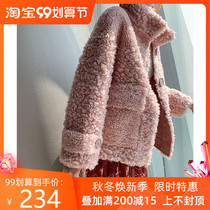 Short cashmere coat women 2020 new winter European and American fur one short fur Carla roll lamb coat