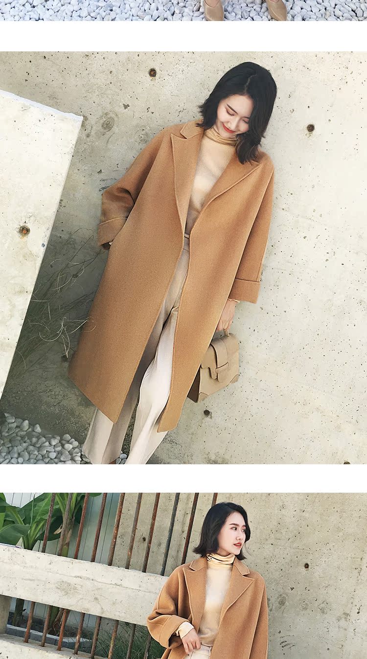 Mùa thu đông 2018 phiên bản Hàn Quốc của áo khoác cashmere hai mặt dành cho nữ mới trong chiếc áo khoác len dài len màu rắn áo phao lông vũ nữ