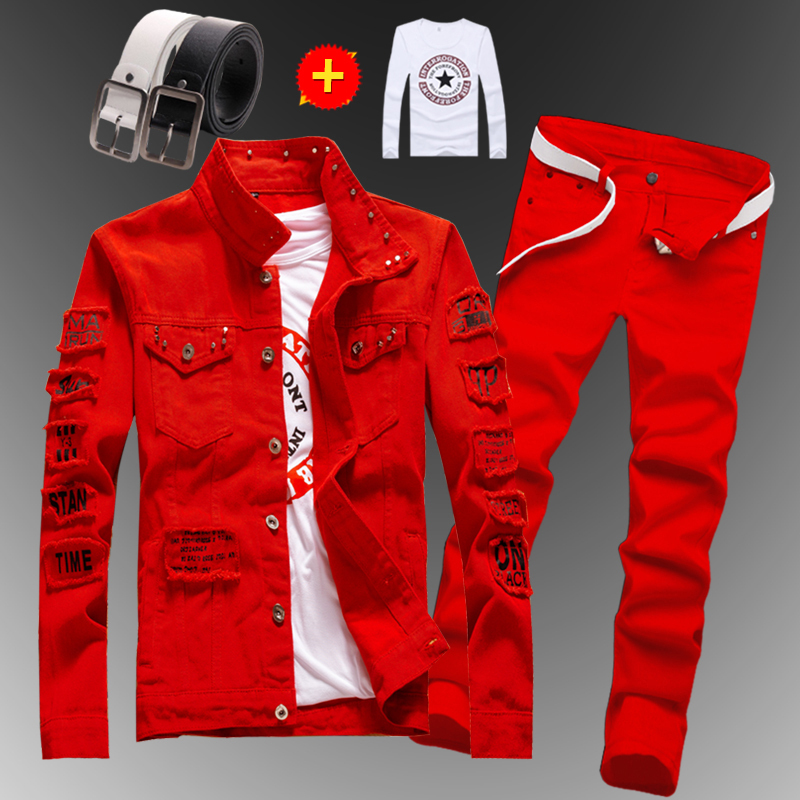 Men's Jacket Spring and Autumn 2025 New Korean Style Trendy Jeans Set Men's Top Denim Jacket