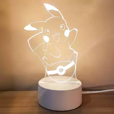 Pikachu 3D night light creative three-dimensional table lamp eye protection diy cartoon bedroom bed head custom net red Sea thief king