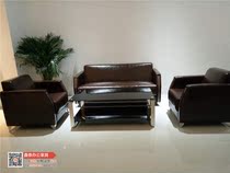 Guangdong new oil wax leather sofa simple fashion guest sofa coffee table business sofa Kunming office furniture