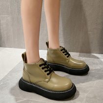 Leather Martin boots summer thin female low-help small thick-soled hot-day boots 2021 new short spring and autumn