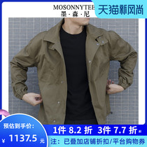  2021 new mens spring and autumn jacket tide loose short windbreaker large size retro lapel tooling jacket mens clothes