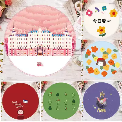 Budapest Mouse Pad Round Literary Cute Girl Heart Cloth Natural Rubber Pad Non-slip Small Table Pad