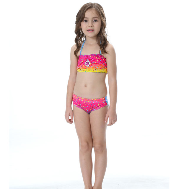 KidsGirls3PcsrainbowMermaidSwimmingBikiniSetSwimwear