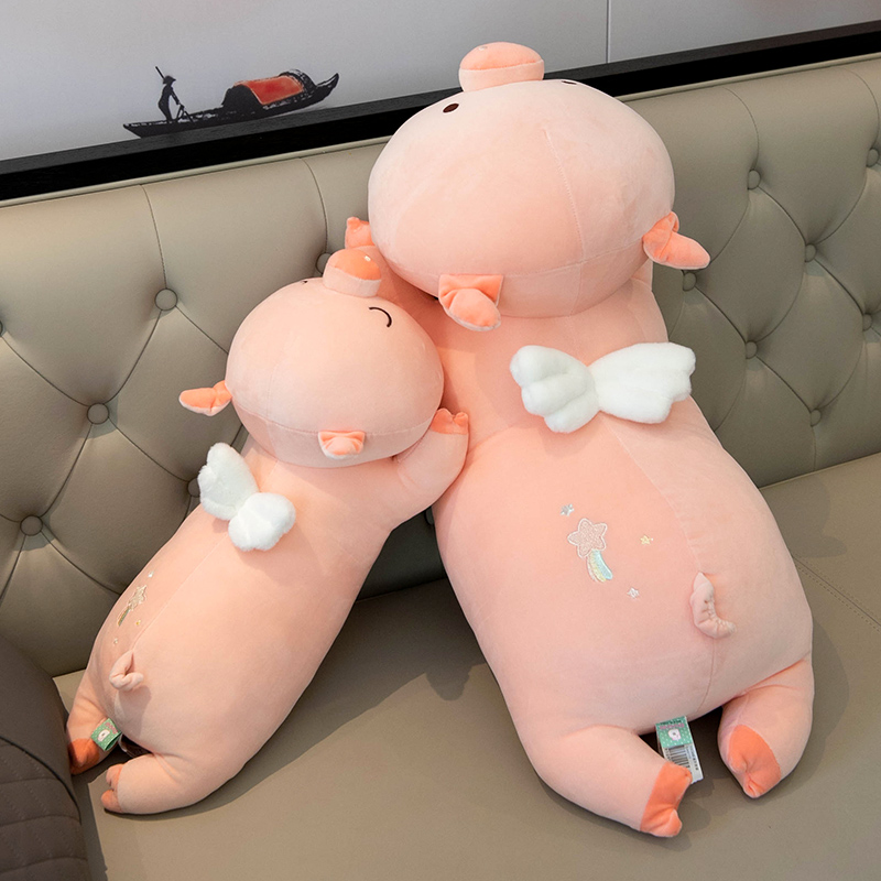 Angel Pig Rabbit Long Holding Pillow Back Cushion Girl Sleeping Clip Leg Hug Pillow Bedside Leaning Pillow Large Backrest Pillow Bedroom