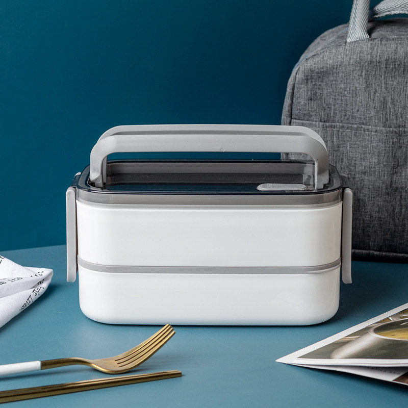 304 stainless steel water insulation lunch box microwave oven heating double - layer sealing pocket for the working family