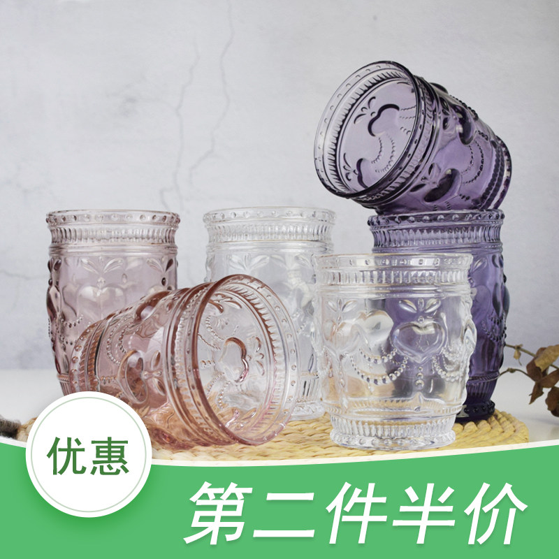 Japanese glass glass household glass creative relief cup thickening fruit juice drink cup yogurt cup