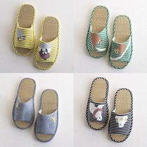 Summer children's straw mat home basin bottom slippers comfortable children's home with cute patterns Japanese style