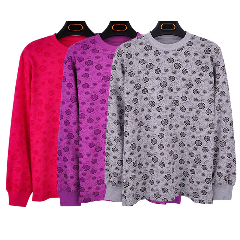 Middle-aged and elderly women's pure cotton mother warm autumn clothes thin section elderly sanitary clothes cotton single-piece underwear round neck top