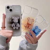 Applicable apple 13promax gradient bear mobile phone shell iphone12 11 transparent cartoon anti-fall housing X XR
