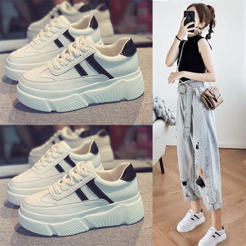 Hong Kong tide brand 2022 spring and summer new canvas white shoes women's inner height-increasing board shoes thick-soled sponge cake all-match shoes