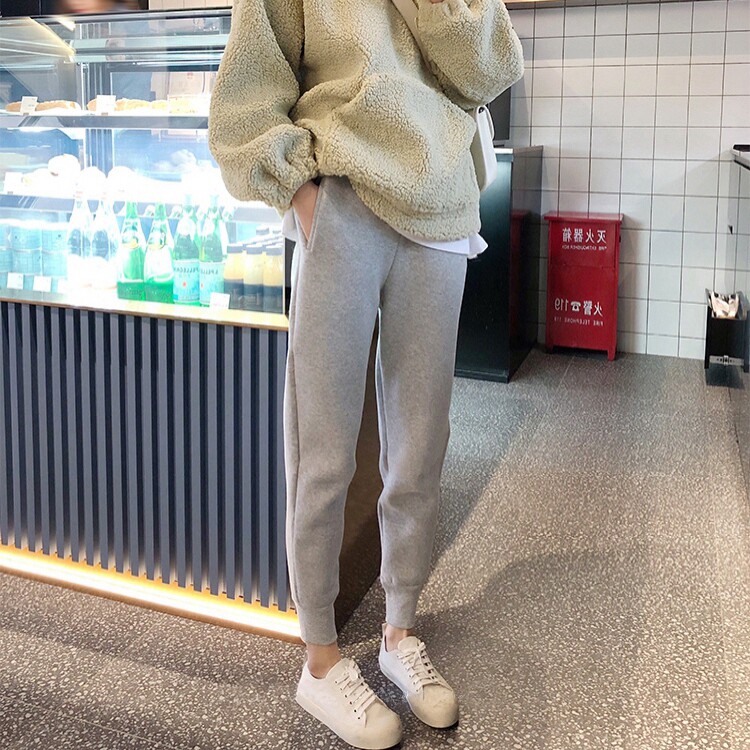 Hong Kong tide 2023 spring and autumn new cotton sports pants female students loose casual beamed feet harem pants fashion pants