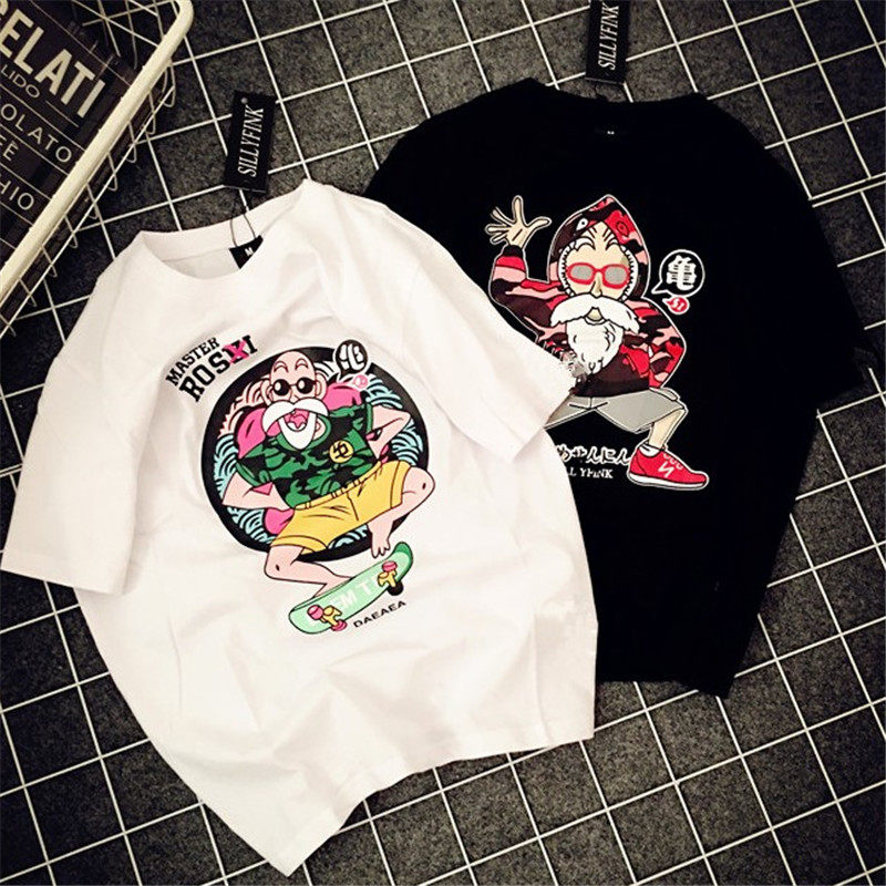 Hong Kong's new BF style Korean version of cartoon men and women models casual couples wear short-sleeved bottoming T-shirt tide brand girlfriends clothing