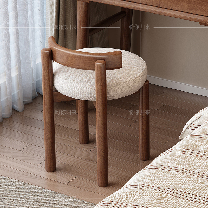Solid Wood Swivel Makeup Chair, Modern Simple Soft-Covered Makeup Stool, Dressing Room Dressing Table Round Stool, Home Backrest Chair Solid Wood Swivel Makeup Chair, Modern Simple Soft-Covered Makeup Stool, Dressing Room Dressing Table Round Stool, Home Backrest Chair