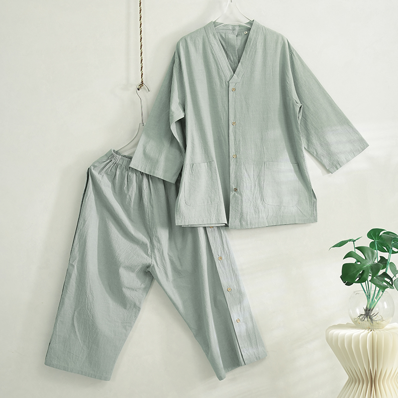 美容院の灸スーツ純綿のフロントとバックのボタン燻蒸療法の汗蒸しスーツサウナスーツゲスト服ユニセックス