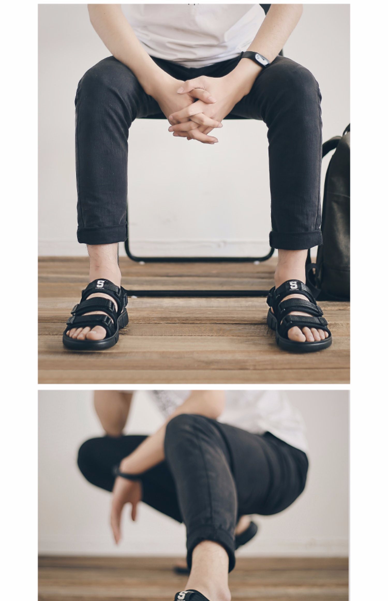 Quần lưới màu đỏ đế thủy sinh viên Velcro dép chống trượt giày thể thao ngoài trời giày đế mềm nam bên ngoài mang nam - Sandal shop giày nam đẹp
