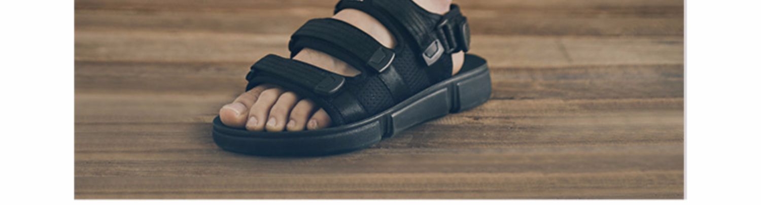 Quần lưới màu đỏ đế thủy sinh viên Velcro dép chống trượt giày thể thao ngoài trời giày đế mềm nam bên ngoài mang nam - Sandal shop giày nam đẹp