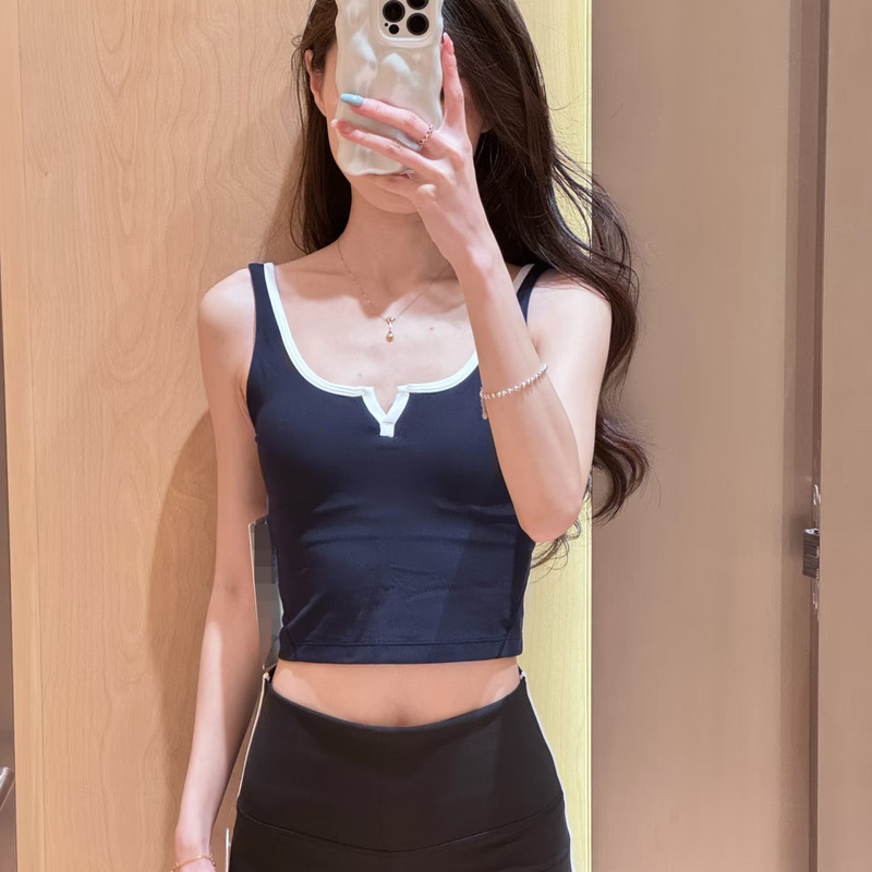 Unrestrained Blue/White Algn Notched-Neck Tank Top Bra Sports Bra with a Naked-Feel Comfort and a Relaxed Feel!