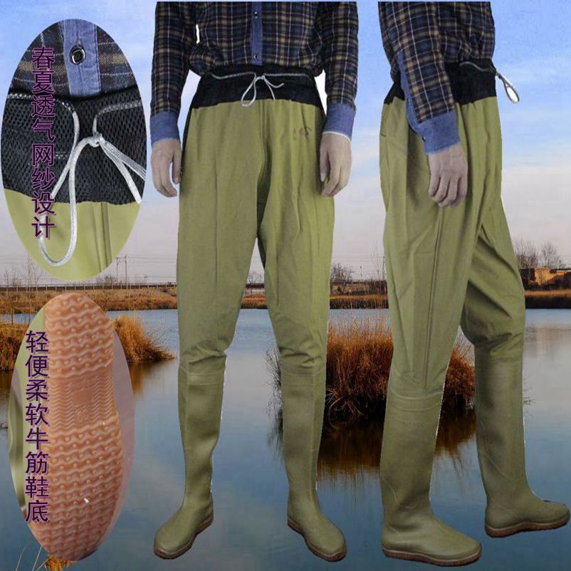 Fishing wader waist fishing wader Waterproof shoes fishing pants wading fishing pants Half flat rice transplanter pants