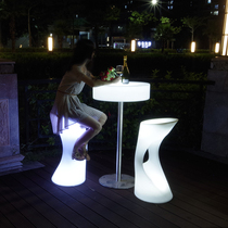 Direct sales leisure intelligent remote control high round bar table and chair KTV loose table charging colorful remote control led luminous furniture