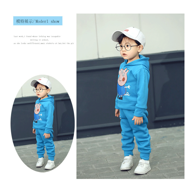 Bộ đồ bé vừa và nhỏ cộng với áo len trẻ em có mũ trùm đầu cho bé trai và bé gái Bộ đồ hai mảnh ấm áp cho mùa thu và mùa đông quần áo cho bé trai