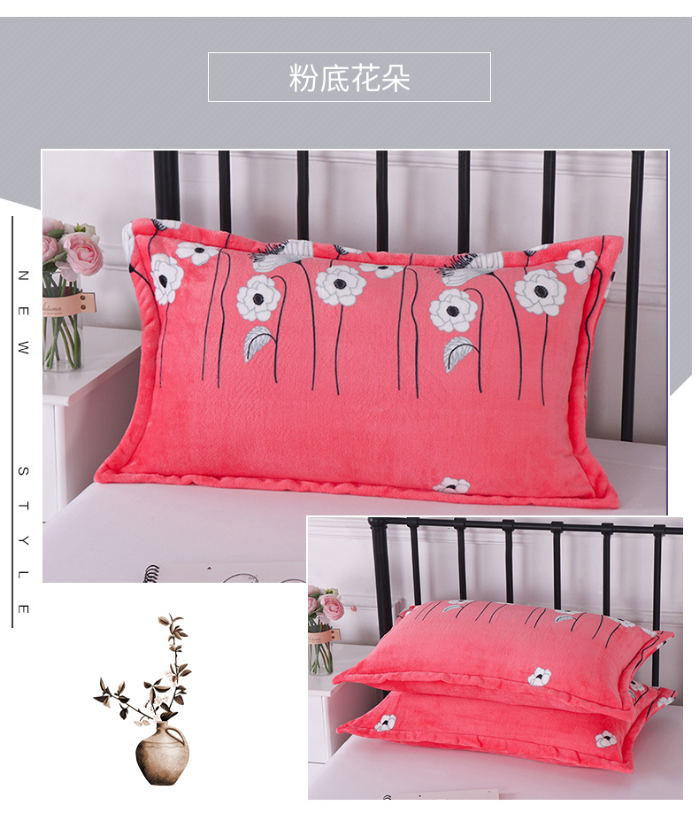 Một cặp gối nhung dày mùa đông gối flannel gối dành cho người lớn nhung nhung 4874 đơn goi chu u