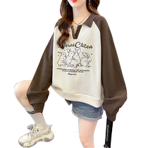 POLO Collar Clothing Girl Spring Autumn Clothing 2024 New Junior High School High School Students Loose Casual Cute Long Sleeve T-shirt