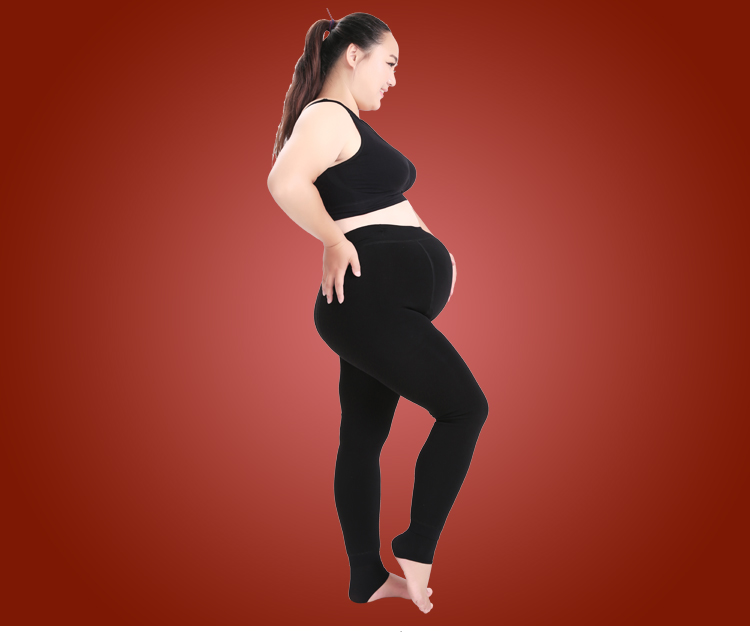 Giảm cân đặc biệt giảm béo mùa thu và đông MM XL nâng eo cao cộng với nhung dày cho bà bầu xà cạp bước chân quần áo bầu