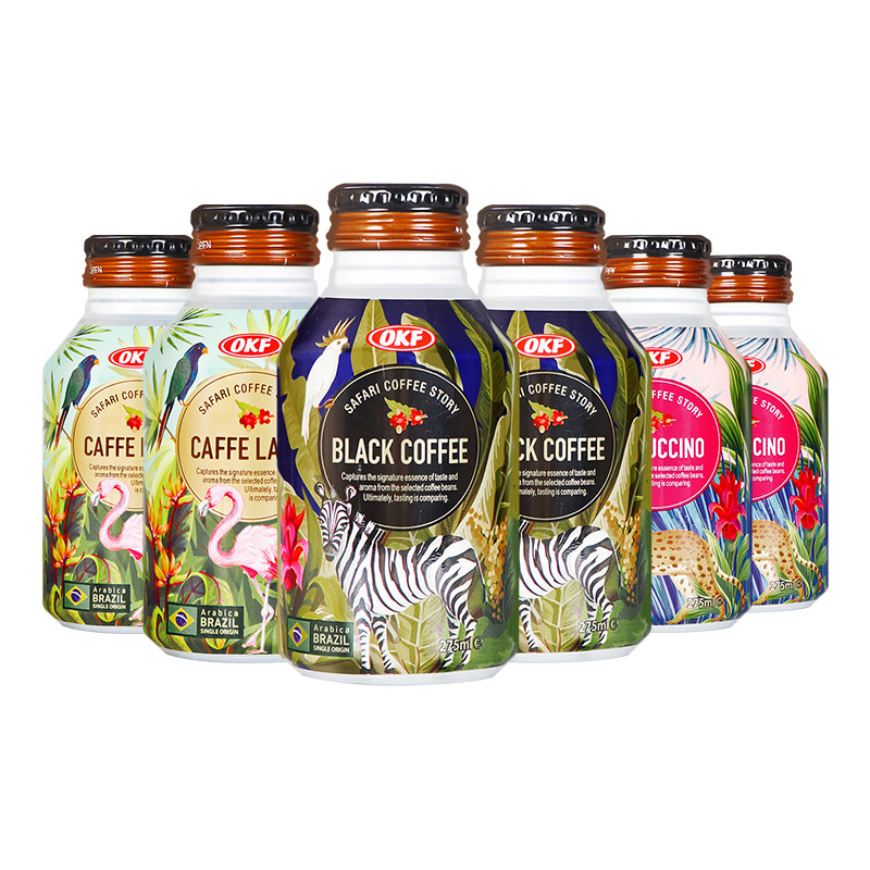 韩国进口OKF即饮咖啡275ml罐卡布奇诺拿铁美式无糖黑咖啡饮料