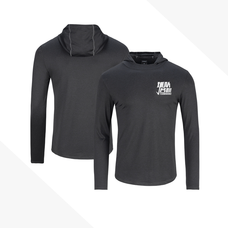 ZONEiD summer new custom long sleeve thick cotton T connected hoodie man speed dry and breathable sweaty sports training blouses