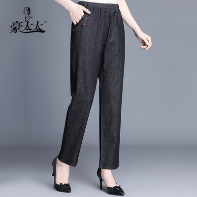 妈妈裤子九分裤棉质柔软中老年牛仔裤
