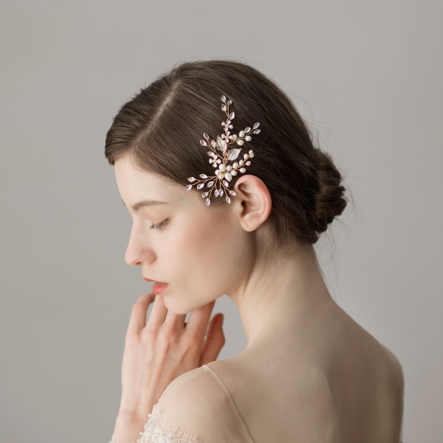 O378 High-end Freshwater Pearl Bride Hair Dressing Alloy Photo Gallery Styling Wedding photo wedding disc Fat props