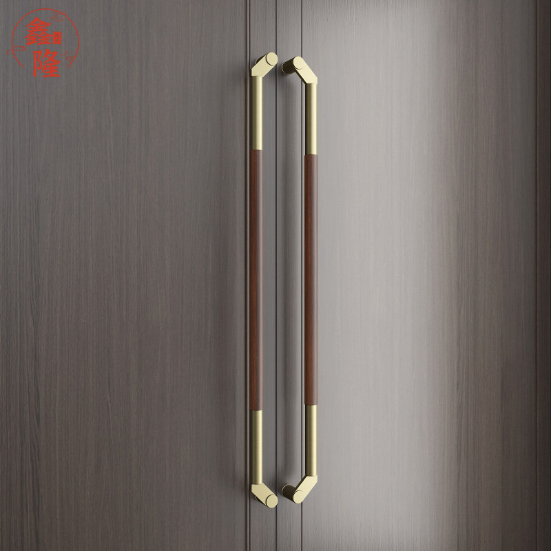 Extremely simple stainless steel glass door handle shop laid modern push-pull with frame solid wood door handle side loading of rose gold