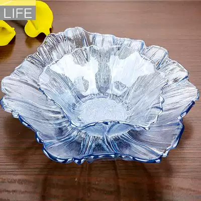Glass fruit plate creative modern living room household basin crystal glass Net red fruit plate snack plate Nordic style