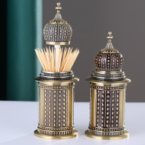 Light luxury Press toothpick box European home living room creative toothpick tube modern fashion metal toothpick can Restaurant
