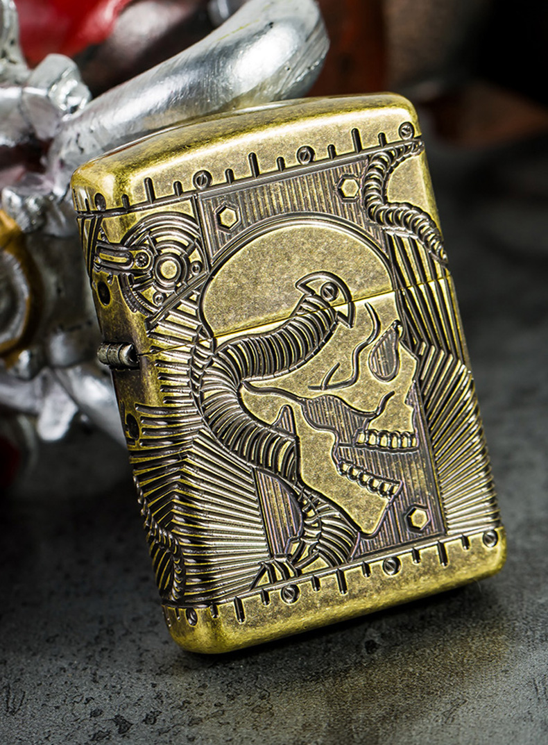 zippo American original Bao counter armor antique copper side face skull armor 29268